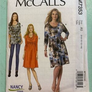 OCT SALE 6/$25+ship McCall's M7353 Misses' Top and Dresses sewing pattern